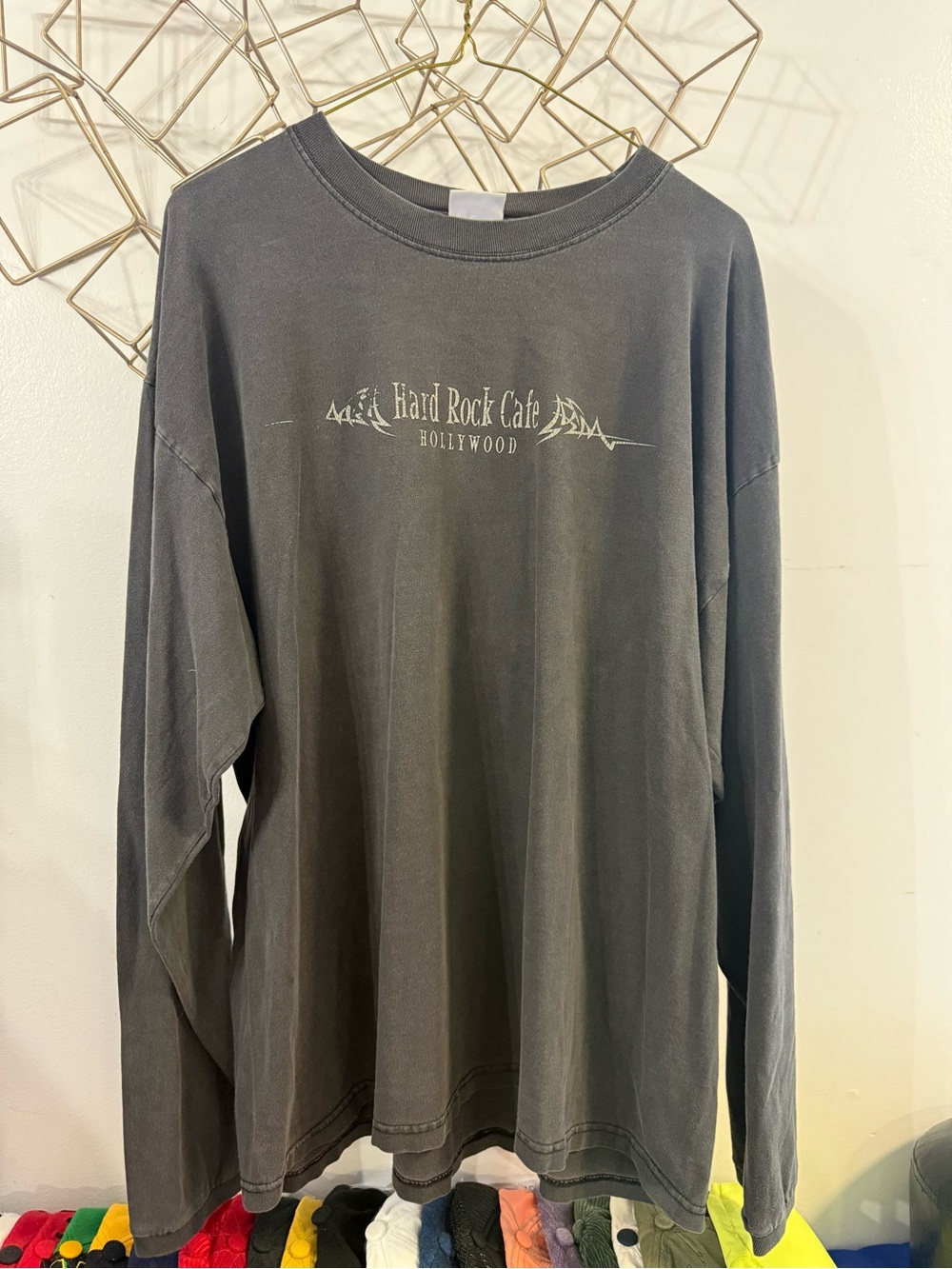 Hard Rock Cafe Blackwashed Long Sleeve Tee with Front Logo